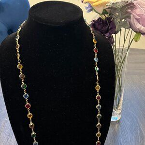 Vintage Swarovski Crystal Bezel Multicolored Necklace